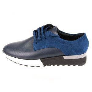 Γυναικεία Δερμάτινα Sneakers Κούρος, Μπλε, Δέρμα και Καστόρι κωδ. L200