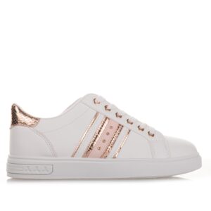 Άσπρα Γυναικεία Sneakers Με Ροζ λεπτομέρειες