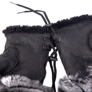 Δερμάτινα Γάντια Μουτόν Μαύρα με γούνα Rex