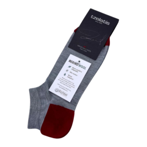 Κάλτσες Tzelatis 2585 - 100% Merino Wool Γκρι μεσαίο - Μπορντώ